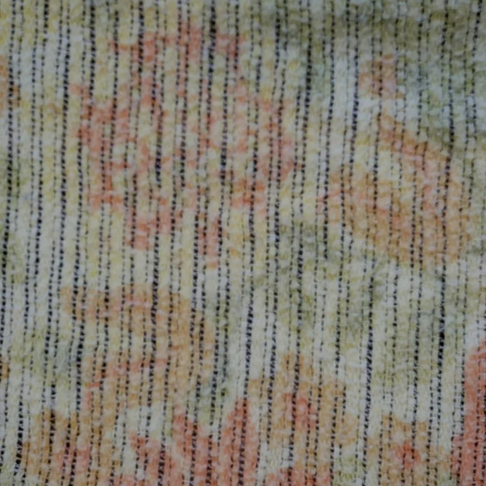 Vintage 70s Retro‎ Yellow Waffle Weave Blanket Orange Floral Flowers 66 X 74